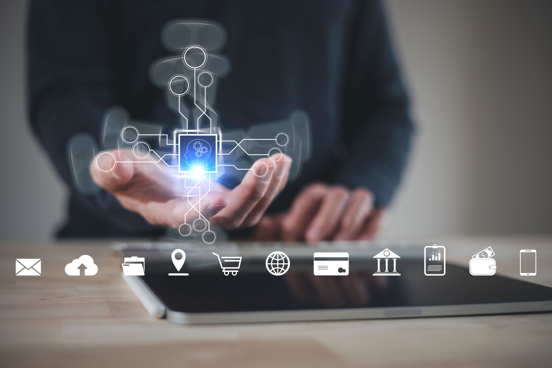 Digital transformation technology strategy, IoT, internet of things. transformation of ideas and the adoption of technology in business in the digital age, enhancing global business capabilities. Ai
